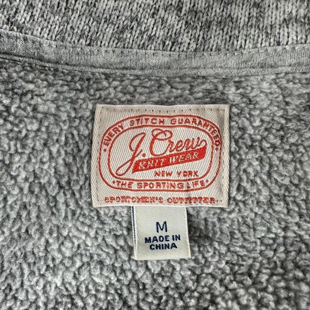 J Crew Quarter Zip Pullover Men M Gray Sweater Fleece Mock Neck Knit Jacket Coat